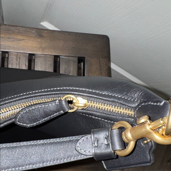 Coach Black Leather Shoulder Bag with Gold Accents - Picture 8 of 10